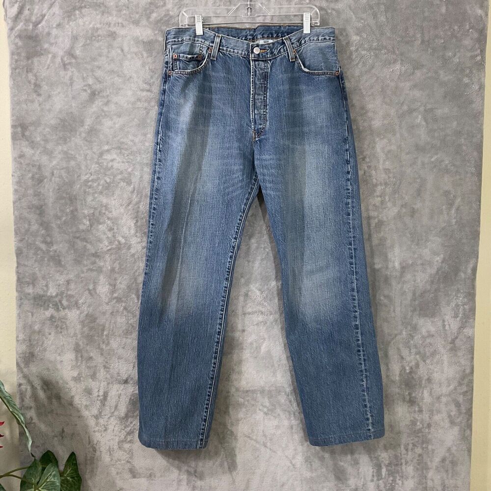 Levis 501 XX Jeans Mens 36x32 Blue Denim Pants Button Fly Distress Faded
